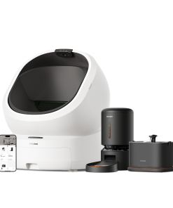 Luma Smart Litter Box & Granary Smart Camera Feeder & Dockstream 2 Smart Fountain - White