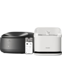 Polar Wet Food Feeder & RFID Smart Fountain Bundle - White / Plastic bowl